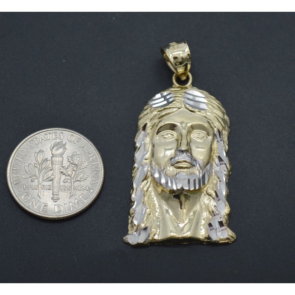 Real 10k Yellow Solid Gold Jesus Head Pendant 3.7 gr 38.8 x 20.4 mm - Picture 2 of 7